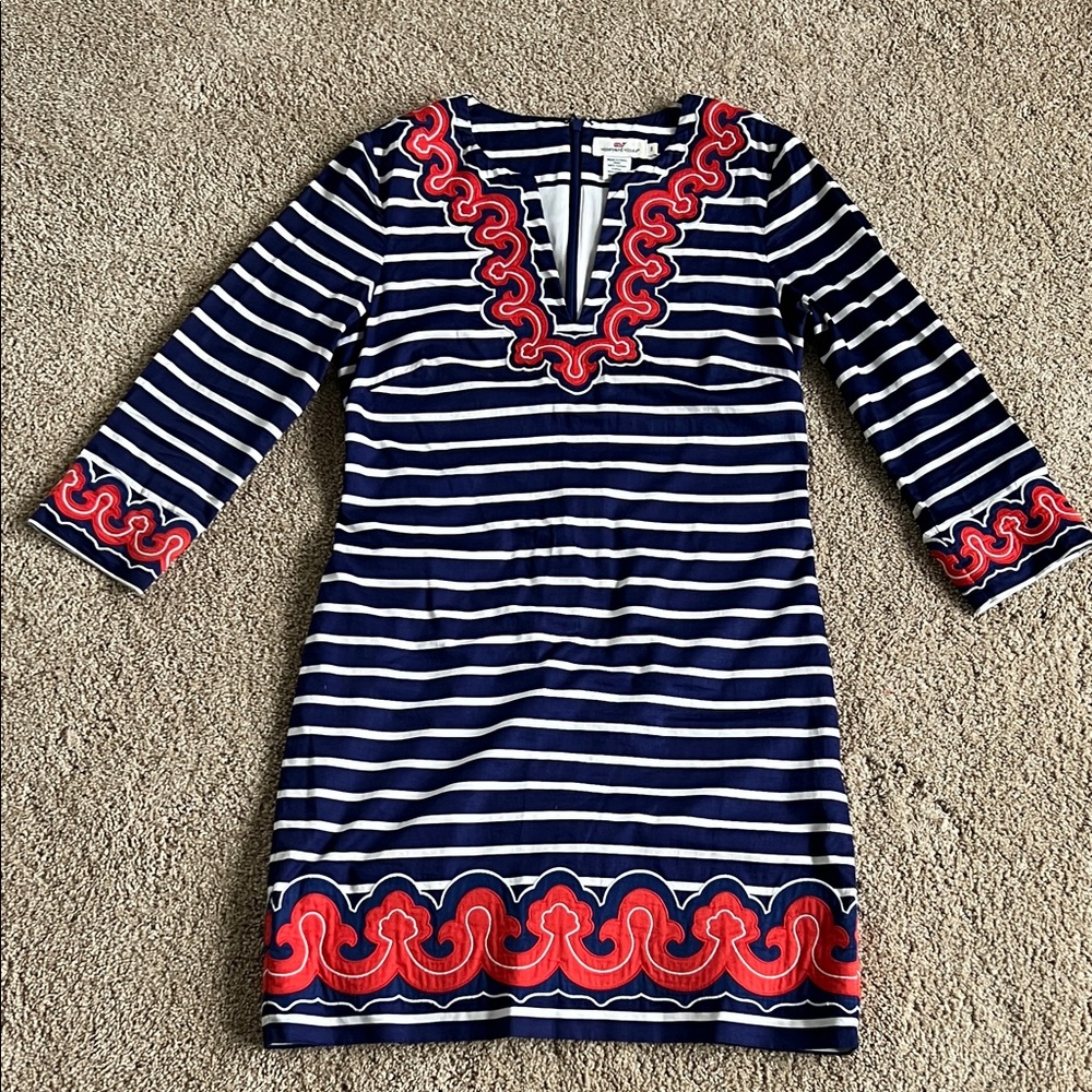 Vineyard Vines Navy and White Striped Mini Dress